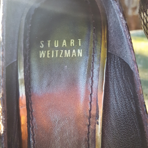 Stuart Weitzman snake print peeptoe heel. - Picture 3 of 8
